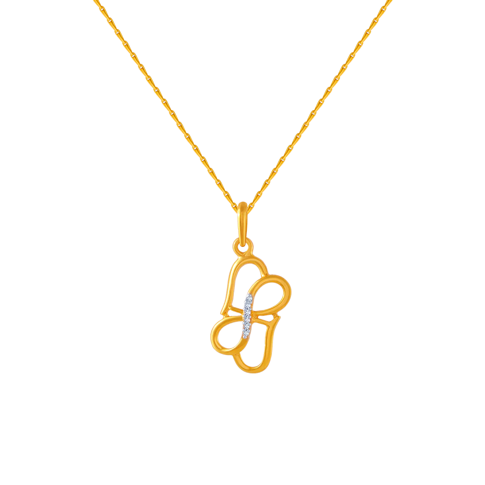 14KT (585) Yellow Gold And American Diamond Pendant For Women