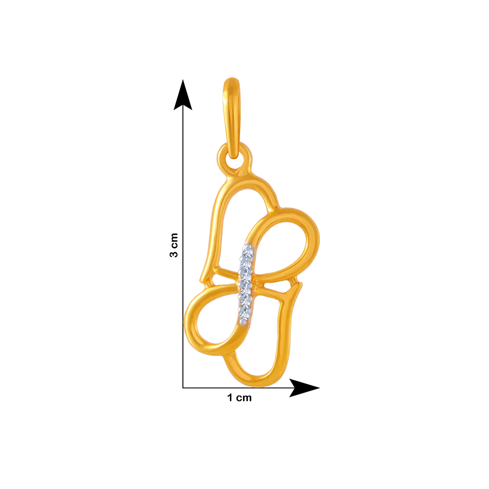 14KT (585) Yellow Gold And American Diamond Pendant For Women - Image 4