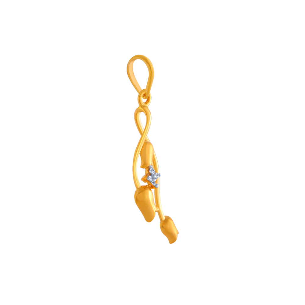 14KT (585) Yellow Gold And American Diamond Pendant For Women - Image 2