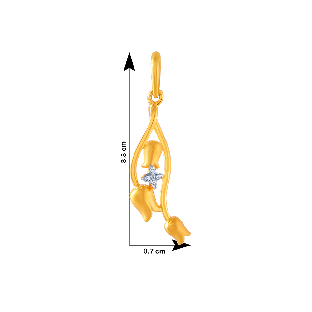 14KT (585) Yellow Gold And American Diamond Pendant For Women - Image 3