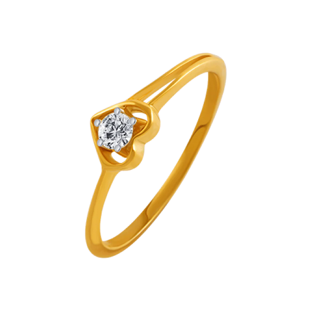 14KT (585) Yellow Gold And American Diamond Ring For Women