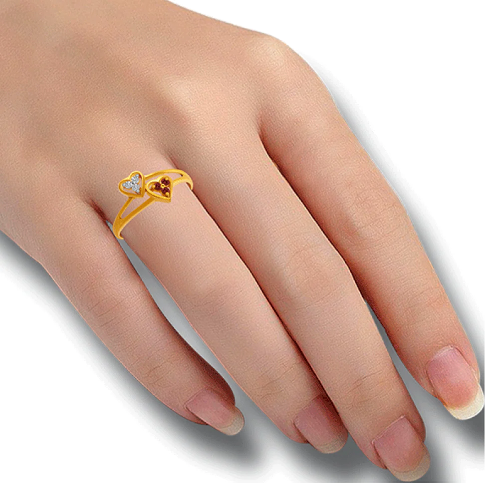 14KT (585) Yellow Gold And American Diamond Ring For Women - Image 2