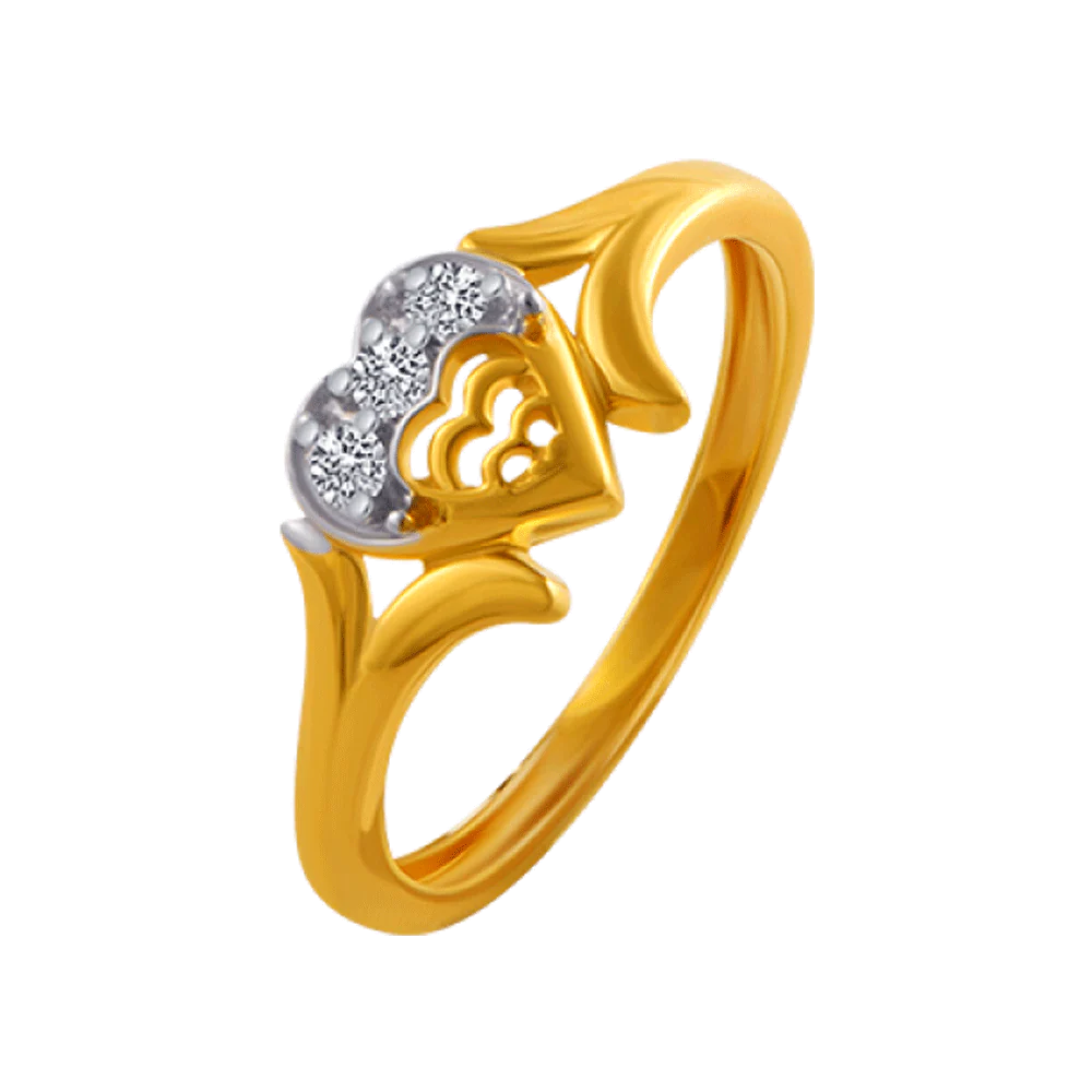 14KT (585) Yellow Gold And American Diamond Ring For Women