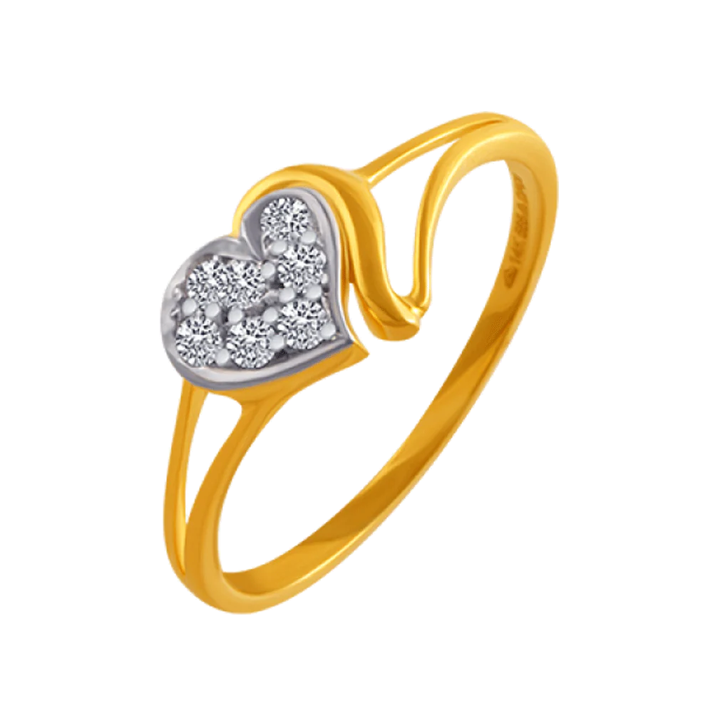 14KT (585) Yellow Gold And American Diamond Ring For Women
