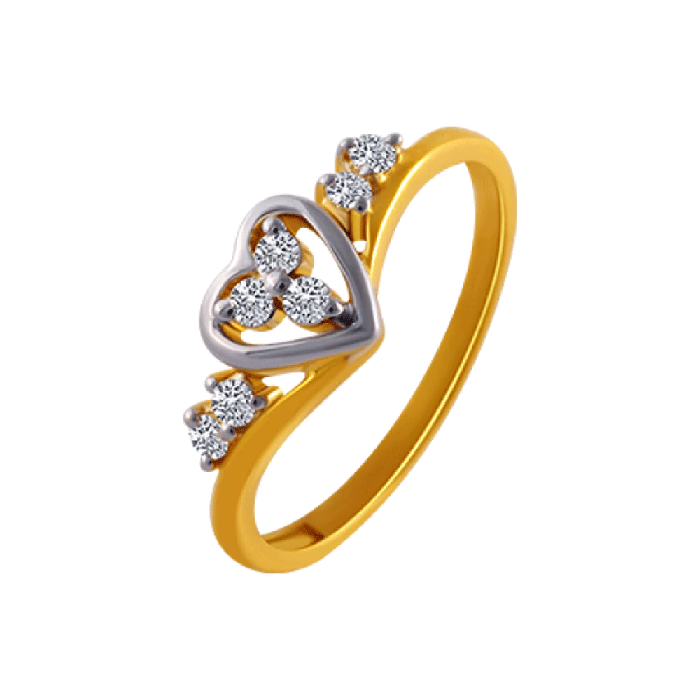 14KT (585) Yellow Gold And American Diamond Ring For Women