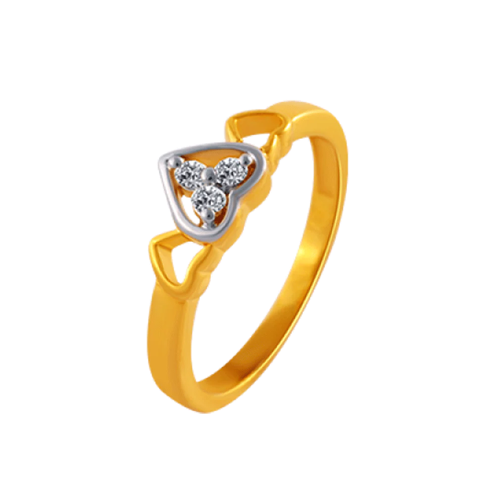 14KT (585) Yellow Gold And American Diamond Ring For Women