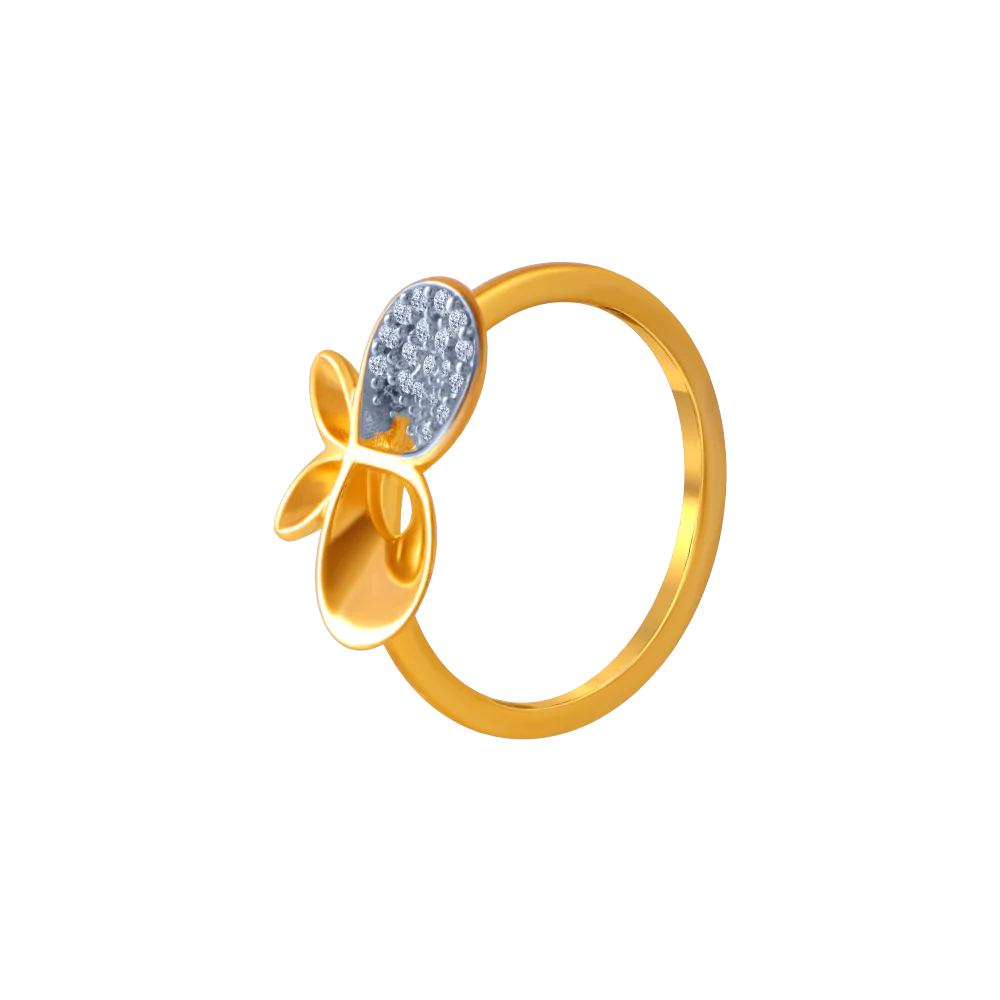 14KT (585) Yellow Gold And American Diamond Ring For Women