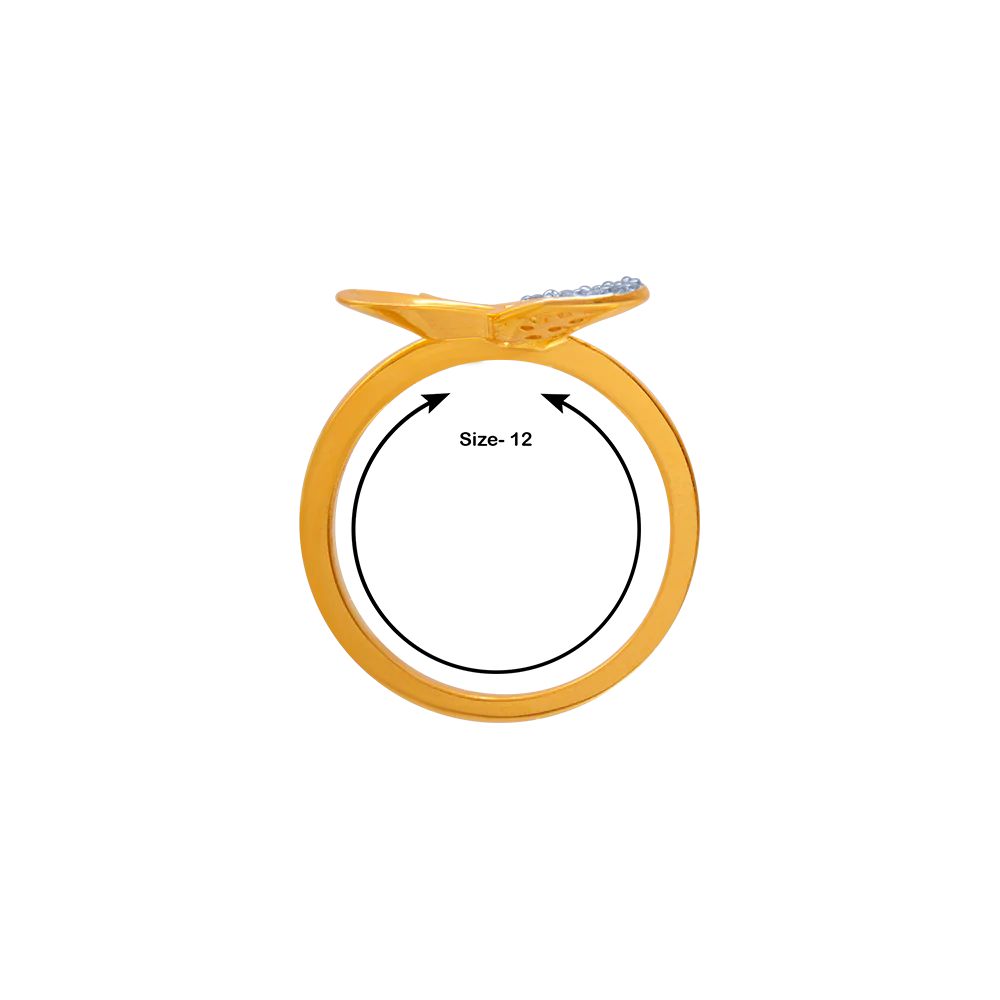 14KT (585) Yellow Gold And American Diamond Ring For Women - Image 5