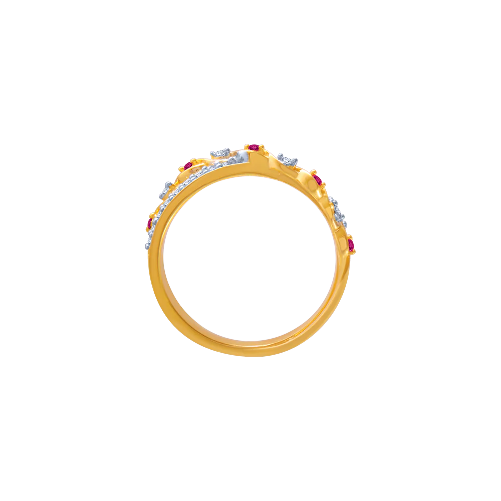 14KT (585) Yellow Gold And American Diamond Ring For Women - Image 3