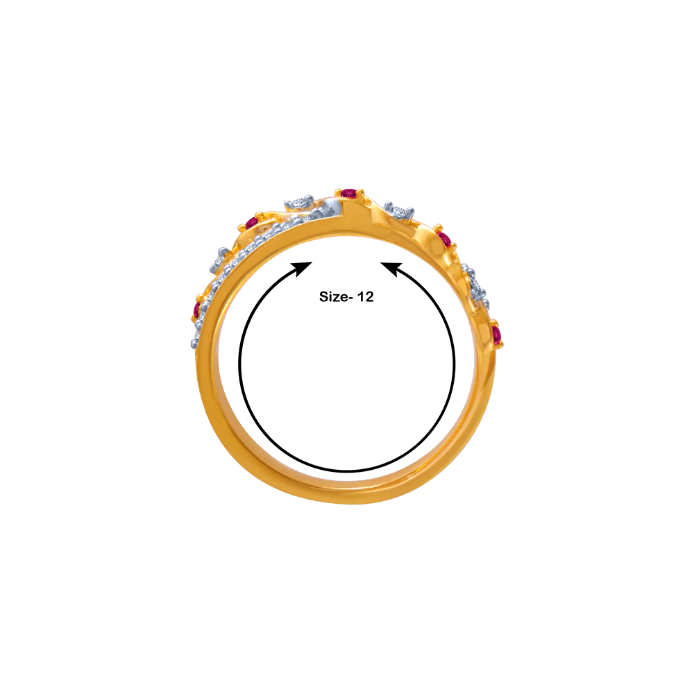 14KT (585) Yellow Gold And American Diamond Ring For Women - Image 5
