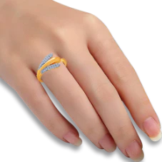 14KT (585) Yellow Gold And American Diamond Ring For Women - Image 4