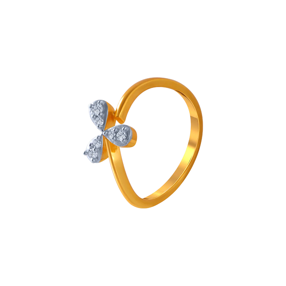 14KT (585) Yellow Gold And American Diamond Ring For Women