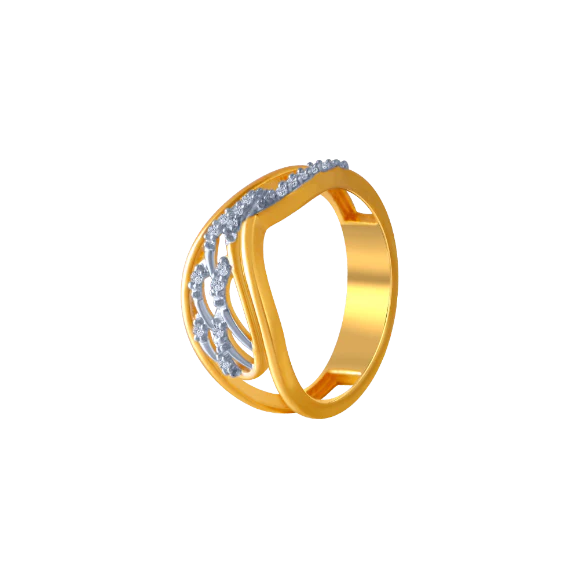 14KT (585) Yellow Gold And American Diamond Ring For Women