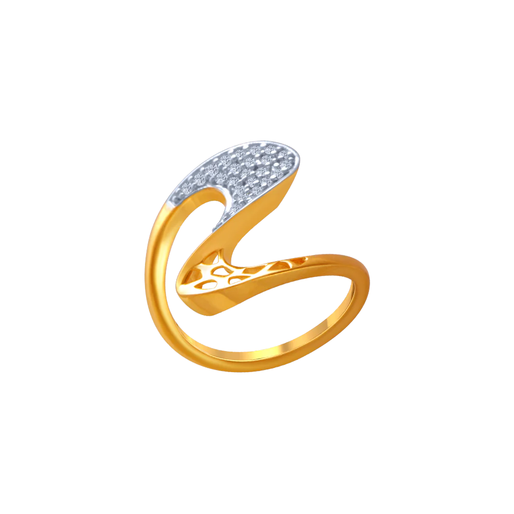 14KT (585) Yellow Gold And American Diamond Ring For Women