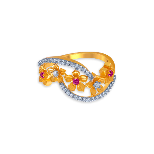 14KT (585) Yellow Gold And American Diamond Ring For Women - Image 2