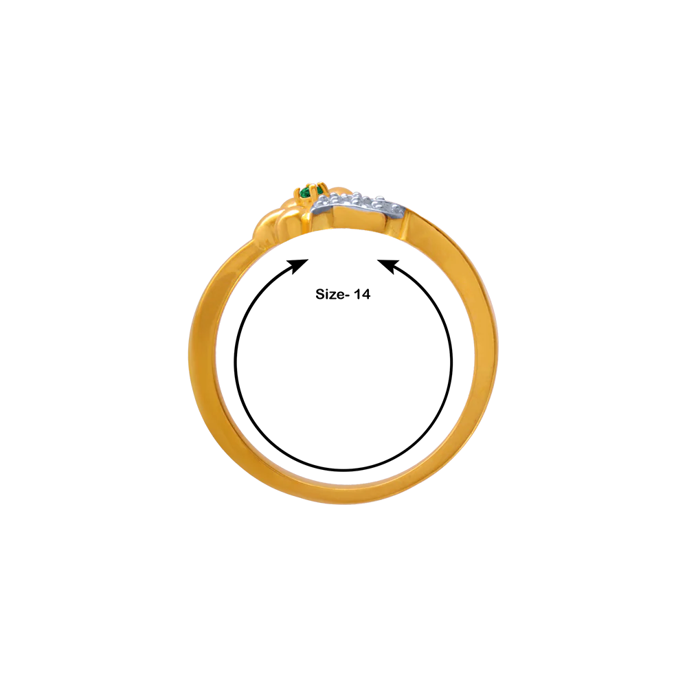 14KT (585) Yellow Gold And American Diamond Ring For Women - Image 5
