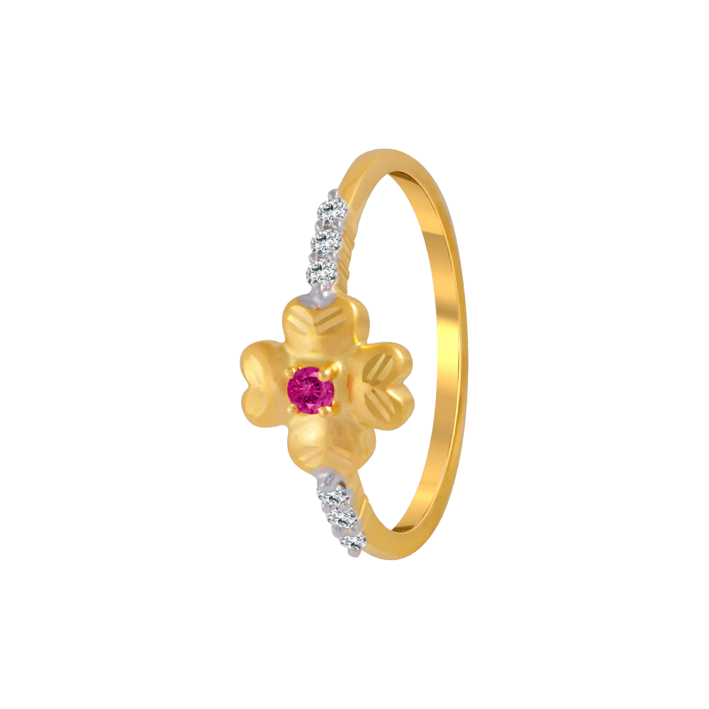 14KT (585) Yellow Gold And American Diamond Ring For Women