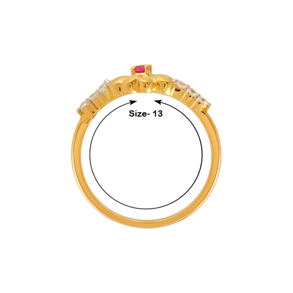 14KT (585) Yellow Gold And American Diamond Ring For Women - Image 2