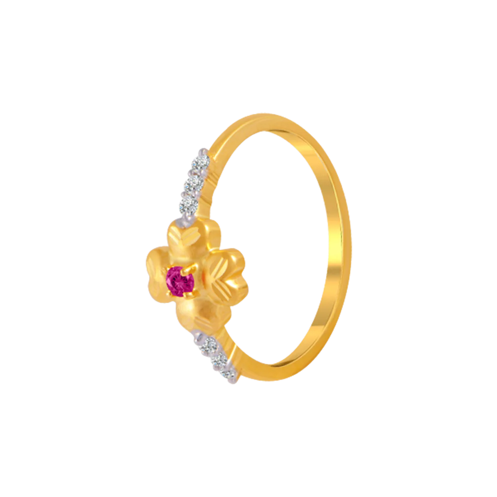 14KT (585) Yellow Gold And American Diamond Ring For Women - Image 3