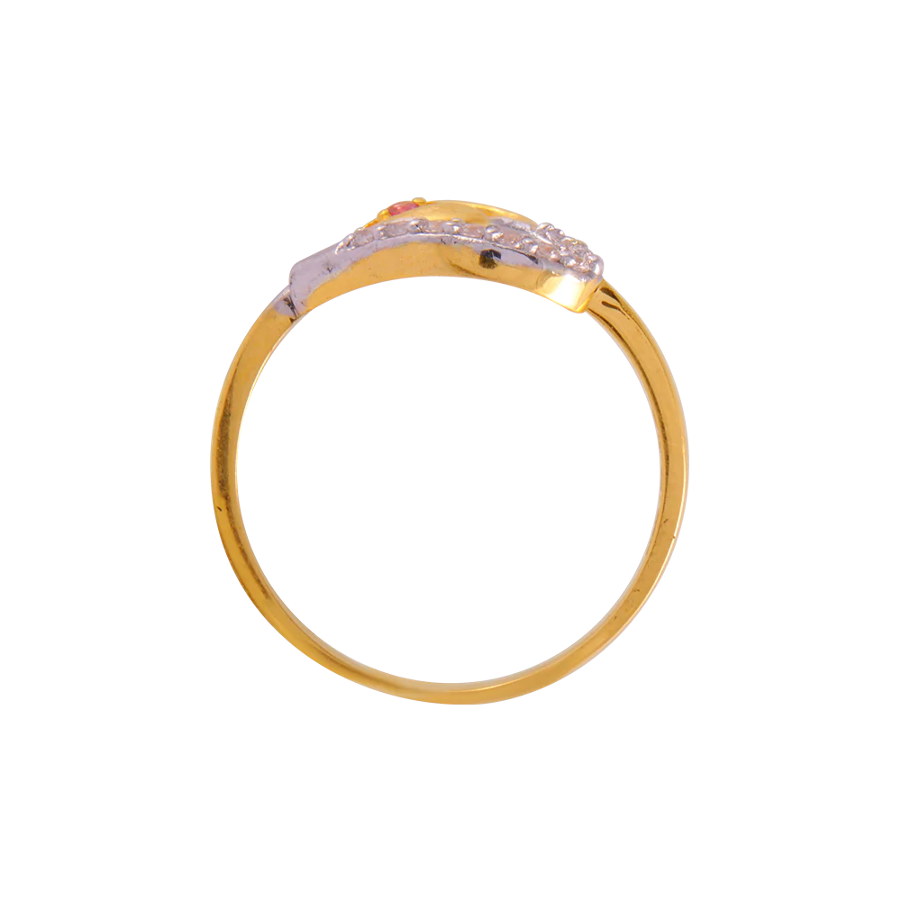 14KT (585) Yellow Gold And American Diamond Ring For Women - Image 4