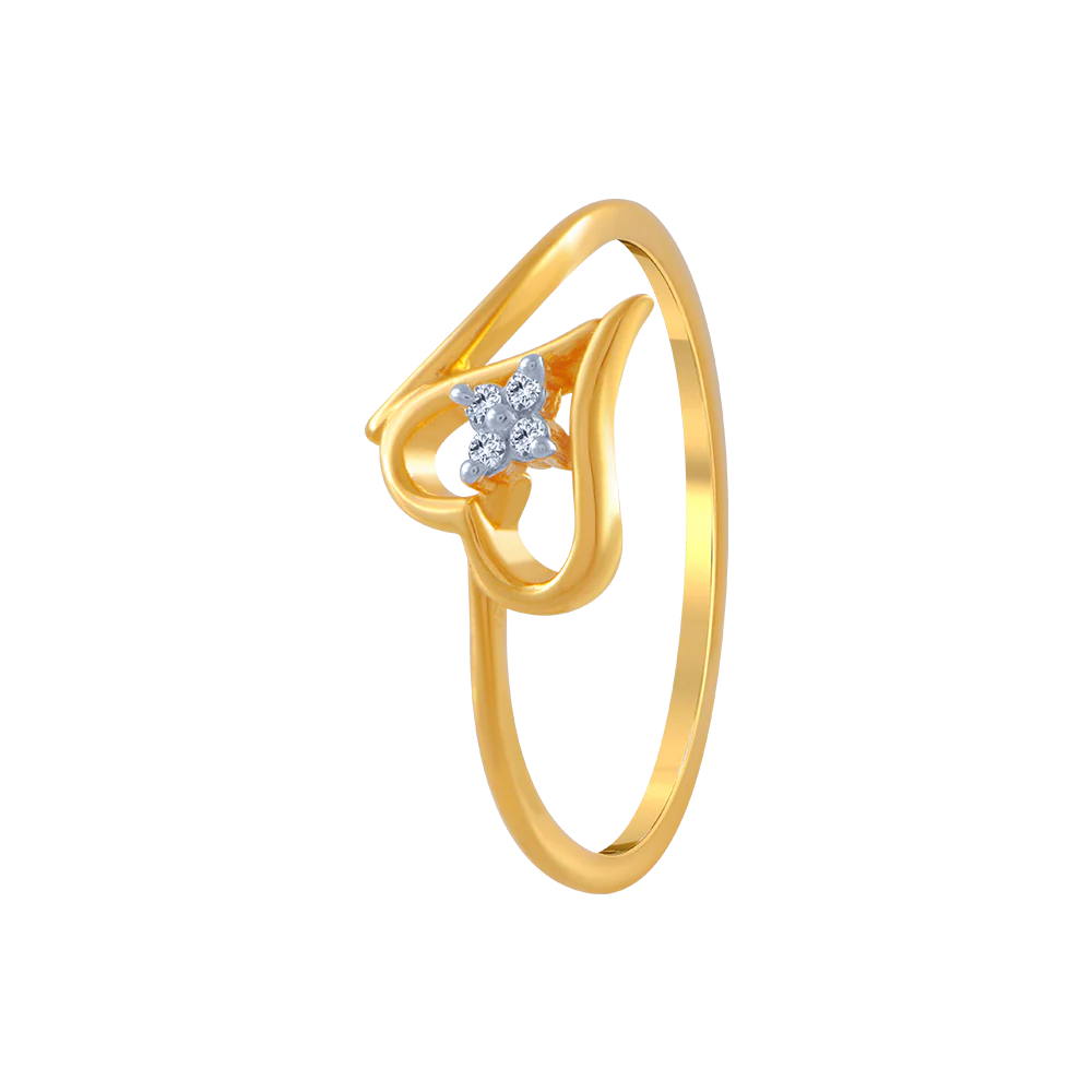 14KT (585) Yellow Gold And American Diamond Ring For Women