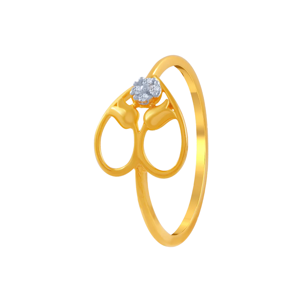 14KT (585) Yellow Gold And American Diamond Ring For Women