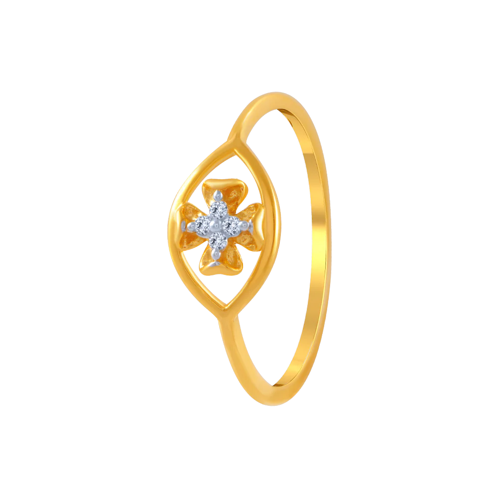 14KT (585) Yellow Gold And American Diamond Ring For Women
