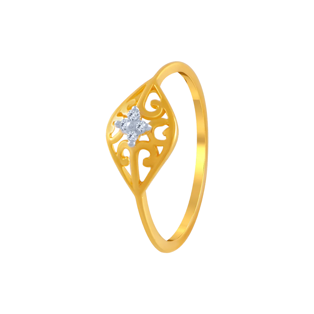 14KT (585) Yellow Gold And American Diamond Ring For Women
