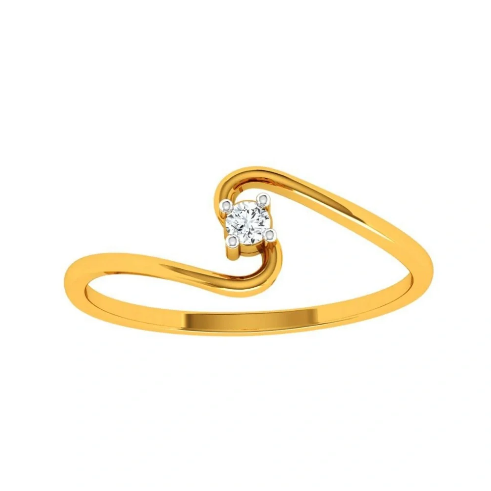 14KT (585) Yellow Gold And American Diamond Ring For Women - Image 3