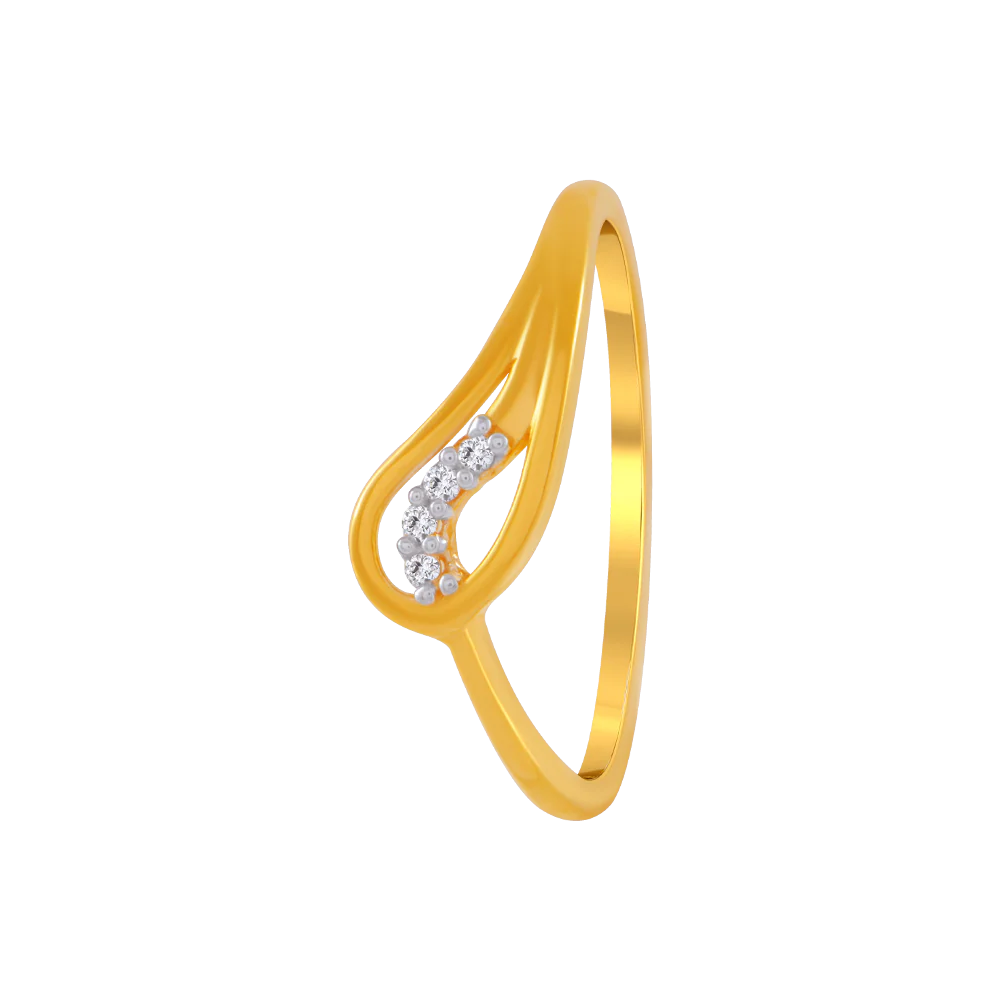 14KT (585) Yellow Gold And American Diamond Ring For Women