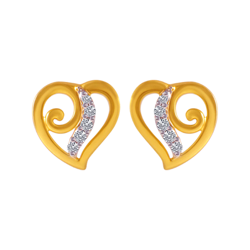 14KT (585) Yellow Gold And American Diamond Stud Earrings For Women