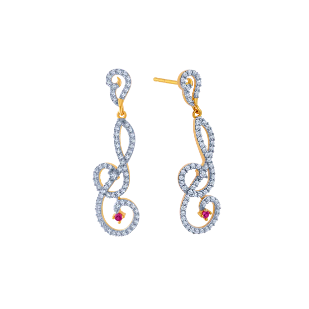 14KT (585) Yellow Gold And American Diamond Stud Earrings For Women