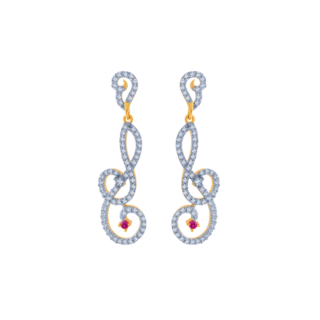 14KT (585) Yellow Gold And American Diamond Stud Earrings For Women - Image 2