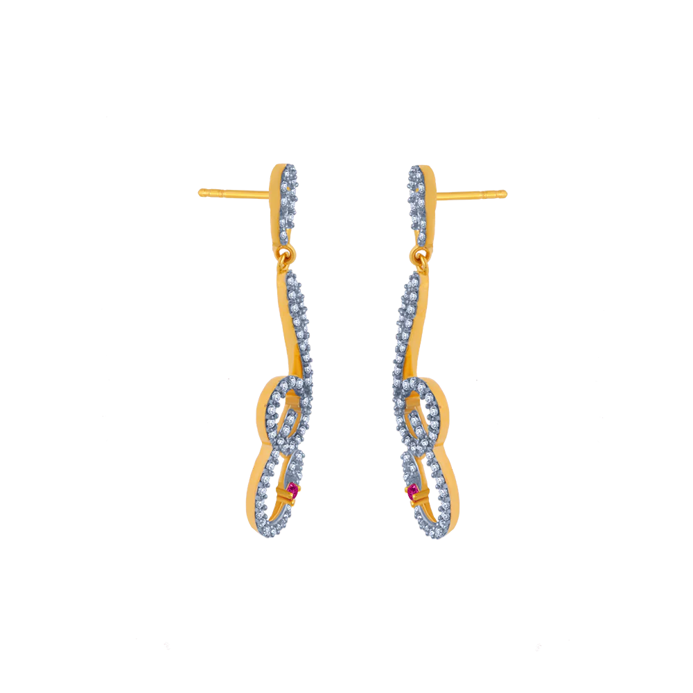 14KT (585) Yellow Gold And American Diamond Stud Earrings For Women - Image 4