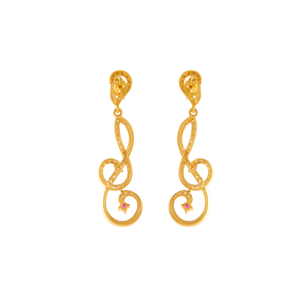 14KT (585) Yellow Gold And American Diamond Stud Earrings For Women - Image 5