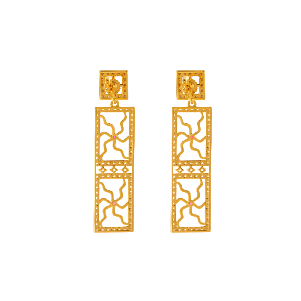 14KT (585) Yellow Gold And American Diamond Stud Earrings For Women - Image 5
