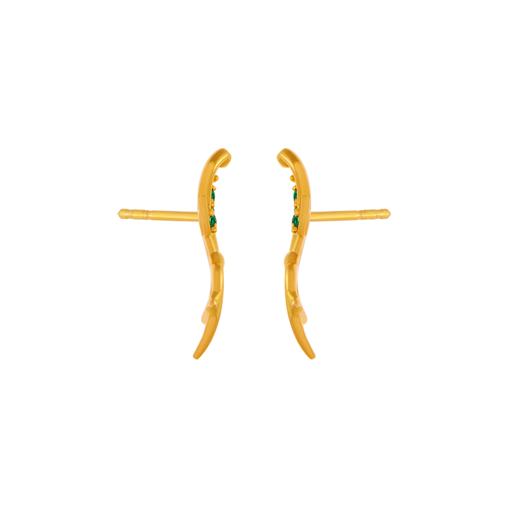 14KT (585) Yellow Gold And American Diamond Stud Earrings For Women - Image 4