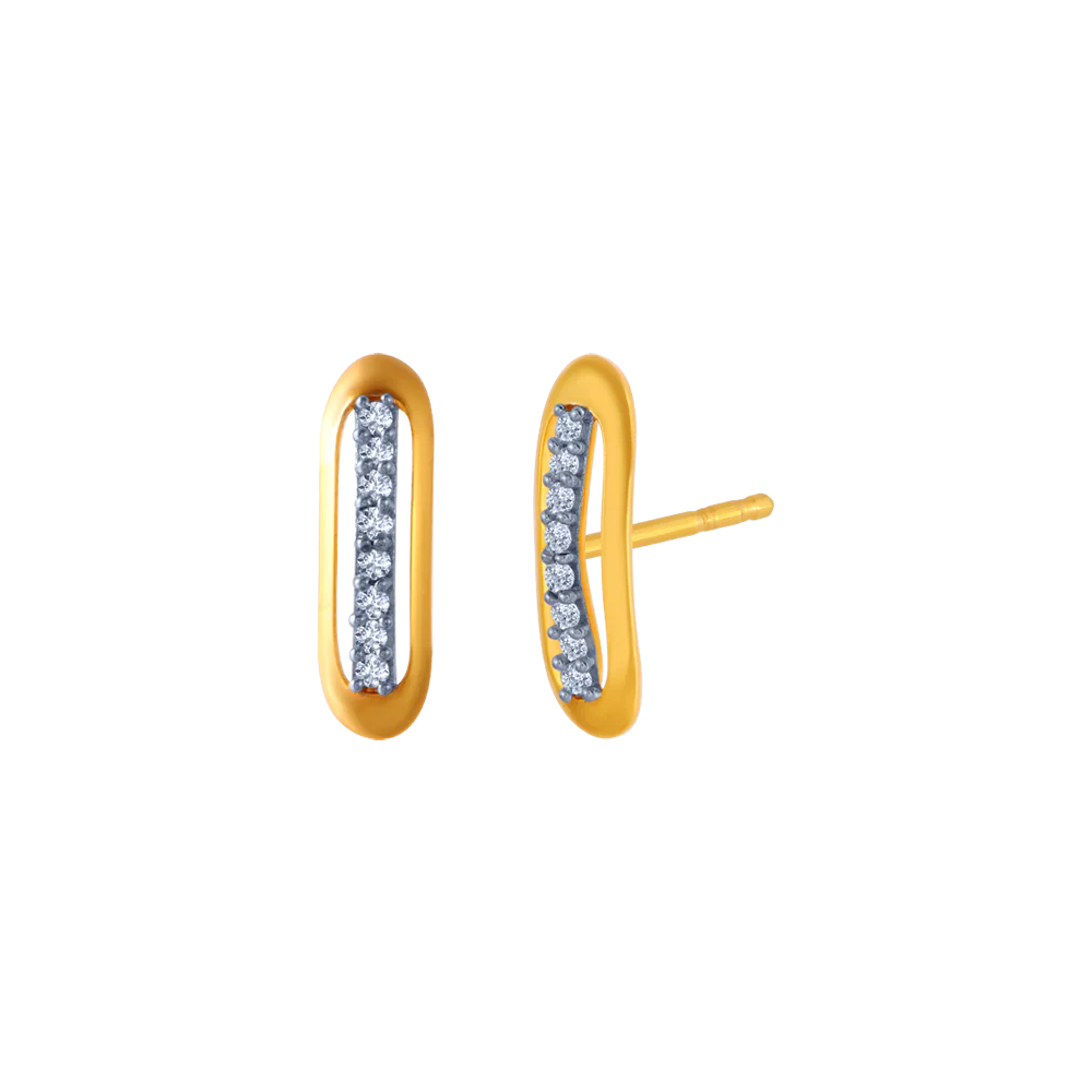 14KT (585) Yellow Gold And American Diamond Stud Earrings For Women