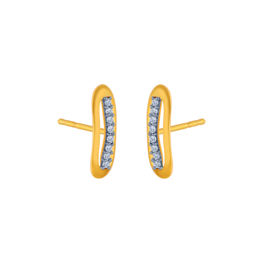 14KT (585) Yellow Gold And American Diamond Stud Earrings For Women - Image 3