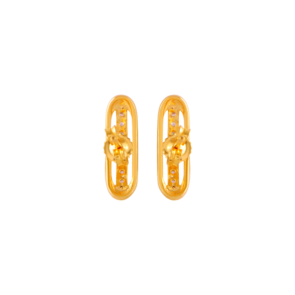 14KT (585) Yellow Gold And American Diamond Stud Earrings For Women - Image 5