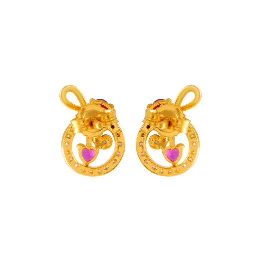 14KT (585) Yellow Gold And American Diamond Stud Earrings For Women - Image 5