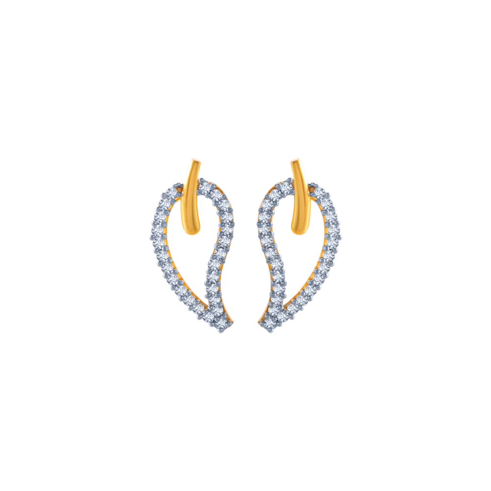 14KT (585) Yellow Gold And American Diamond Stud Earrings For Women - Image 2