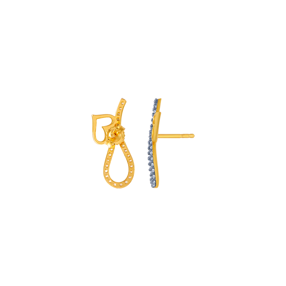 14KT (585) Yellow Gold And American Diamond Stud Earrings For Women - Image 3