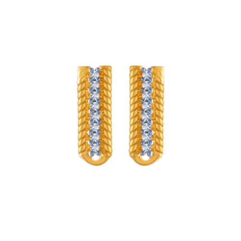 14KT (585) Yellow Gold And American Diamond Stud Earrings For Women - Image 2