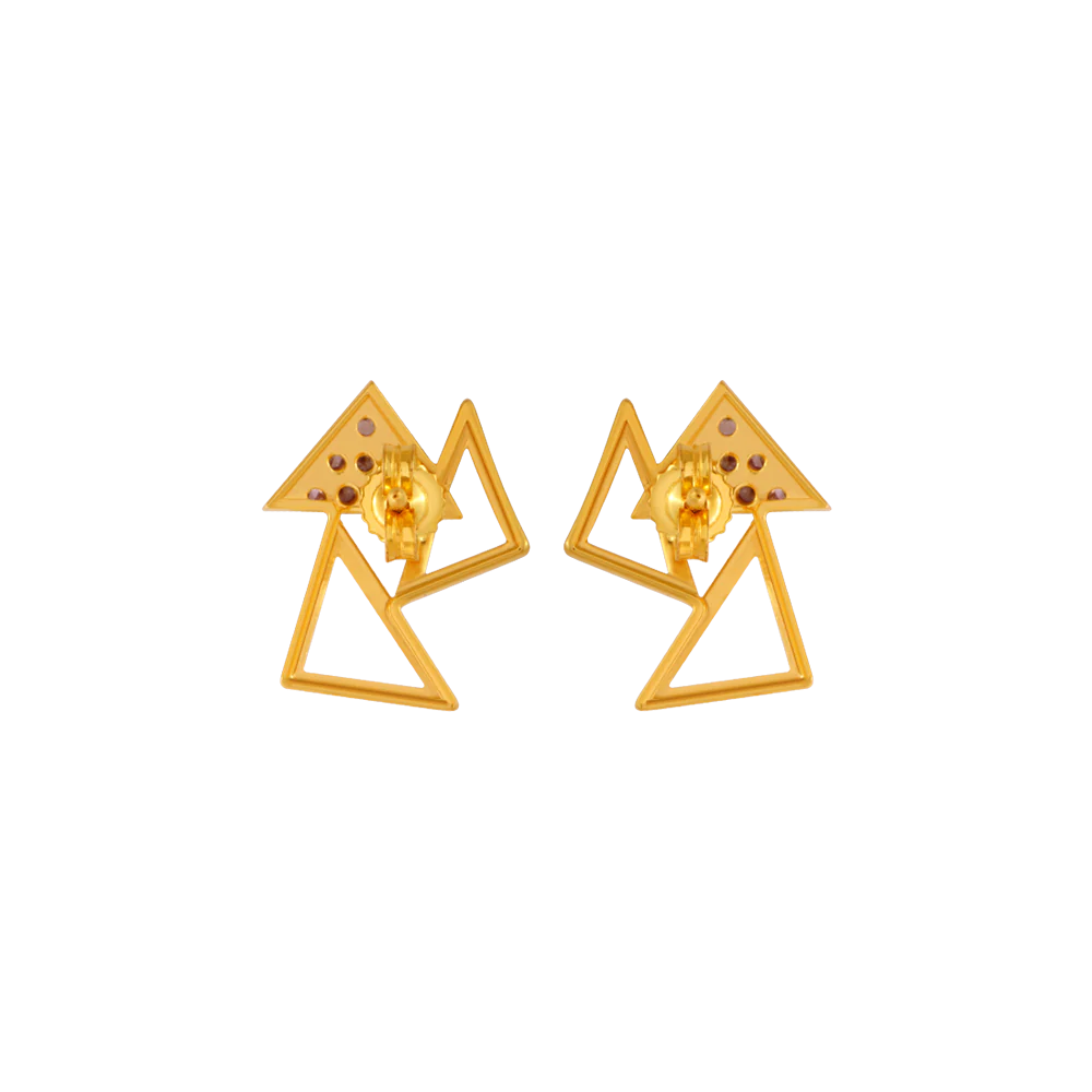 14KT (585) Yellow Gold And American Diamond Stud Earrings For Women - Image 5