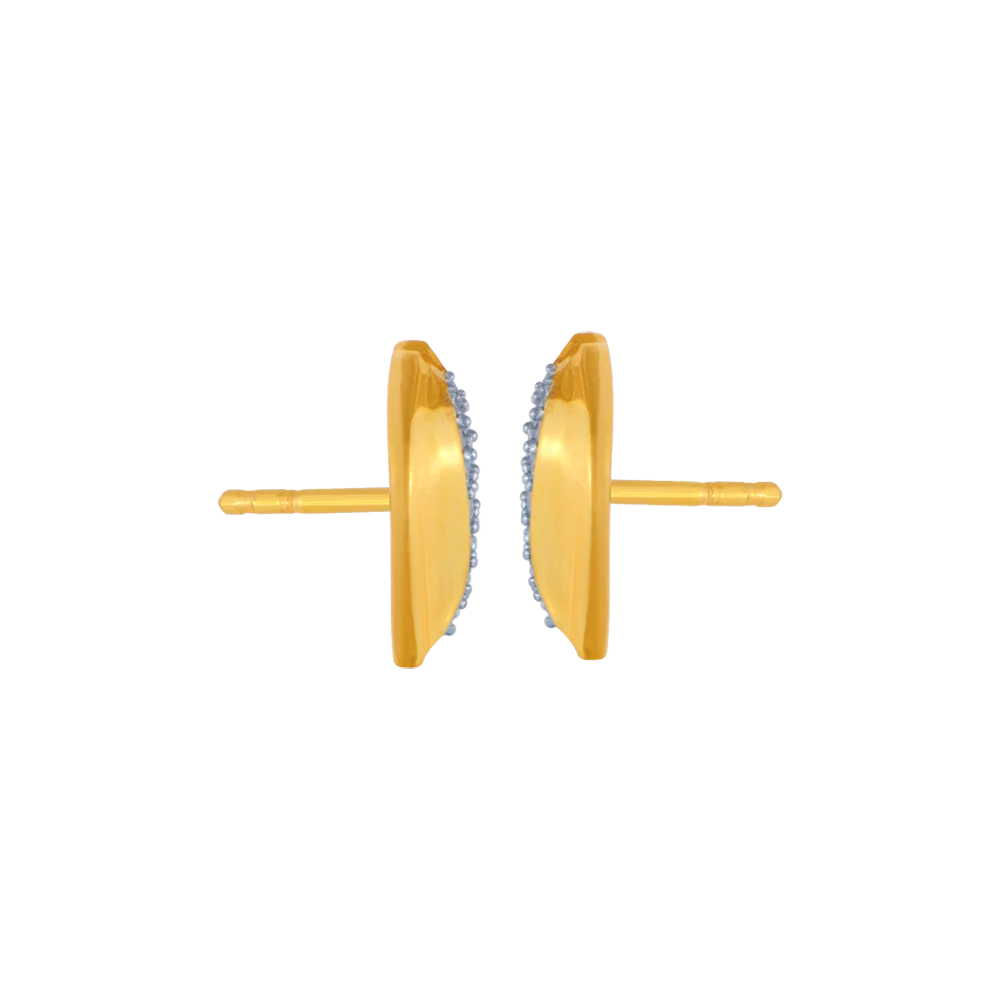 14KT (585) Yellow Gold And American Diamond Stud Earrings For Women - Image 4