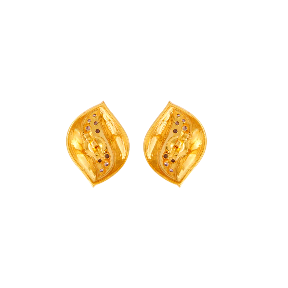 14KT (585) Yellow Gold And American Diamond Stud Earrings For Women - Image 5