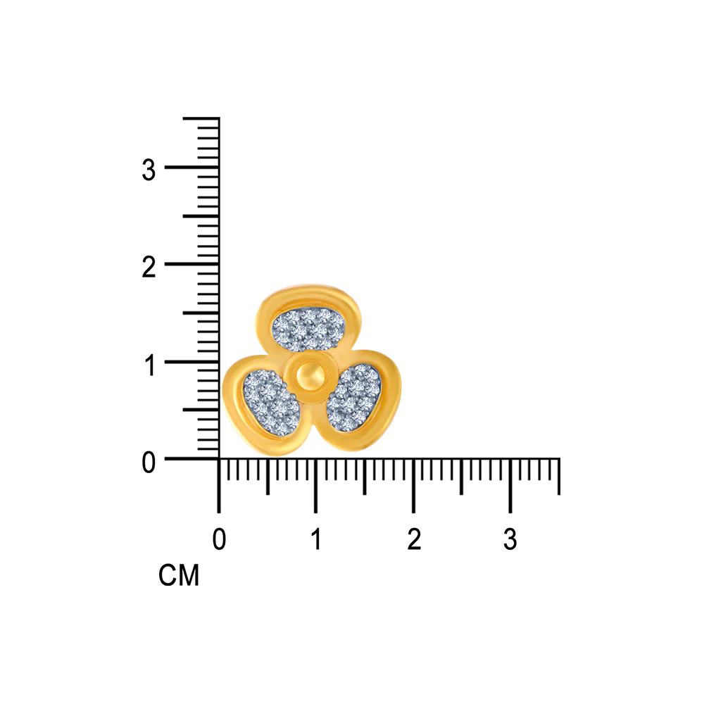 14KT (585) Yellow Gold And American Diamond Stud Earrings For Women - Image 5