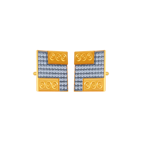 14KT (585) Yellow Gold And American Diamond Stud Earrings For Women