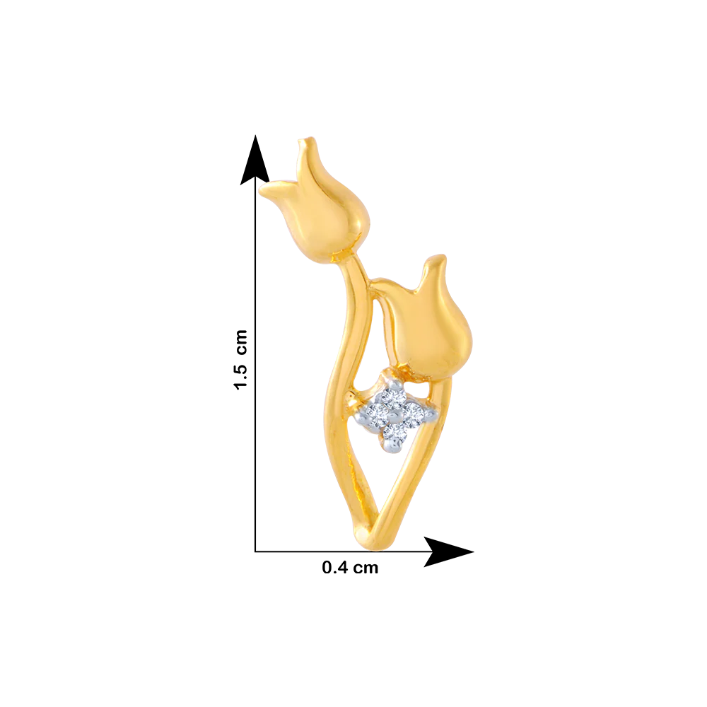 14KT (585) Yellow Gold And American Diamond Stud Earrings For Women - Image 4